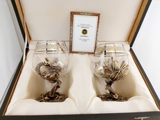 Набор из 2-х бокалов для коньяка "Два осетра" (подарочный футляр)