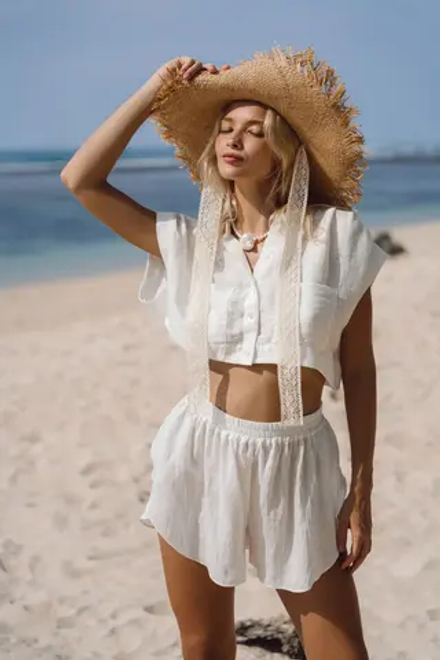 Кроп рубашка Фиджи лен