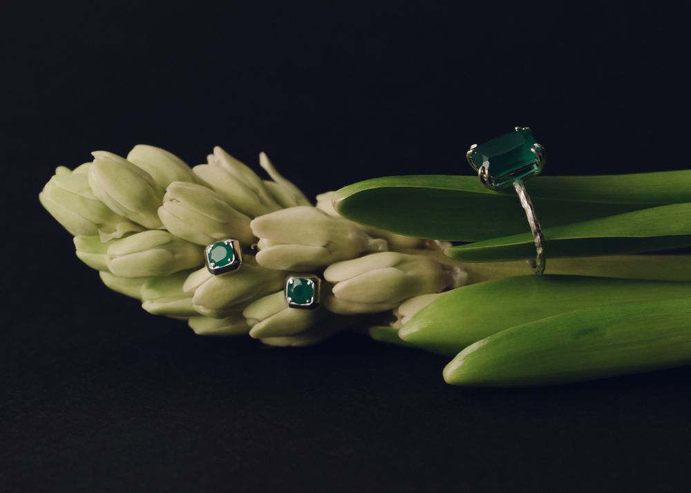 Серьги Crystal Square c зеленым агатом