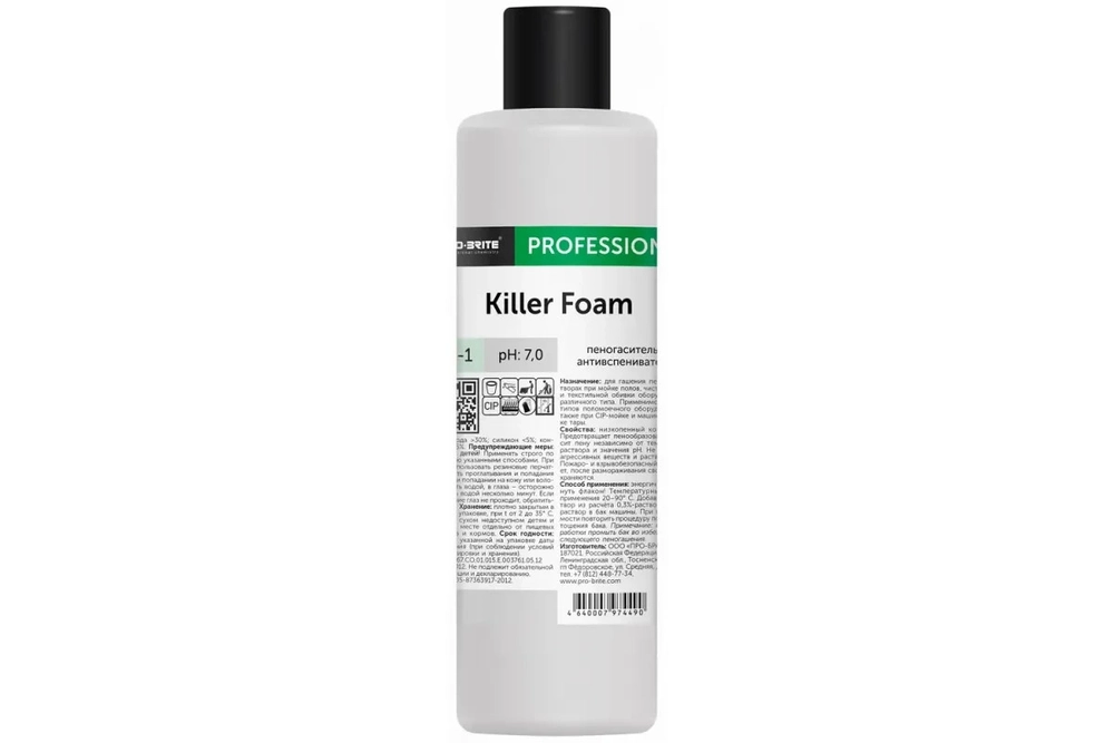 Пеногаситель-антивспениватель Pro-brite KILLER FOAM 096-1, 1 л.