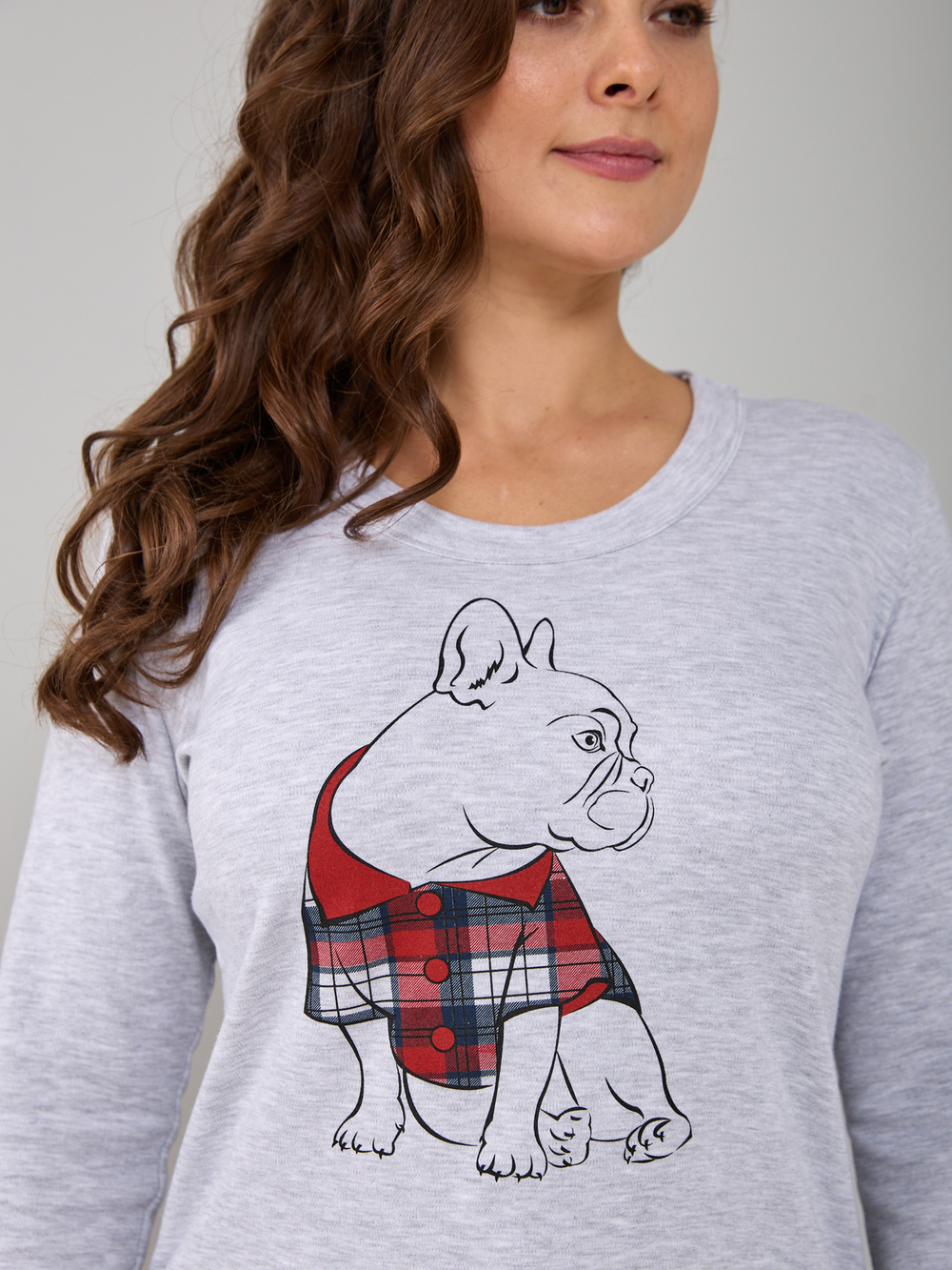 Пижама с брюками КБ-004П/серый-синекраснаяклетка