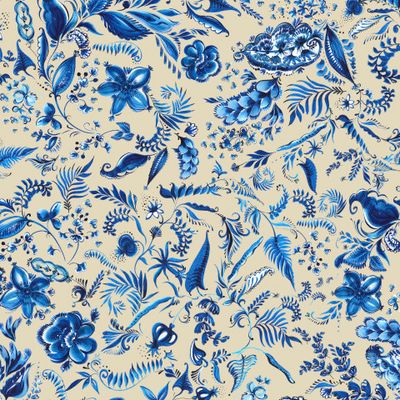 Синий узор на бежевом фоне