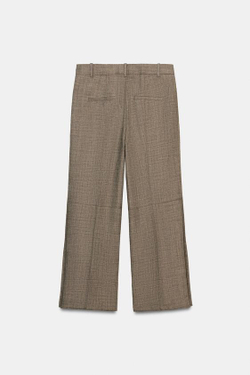 ZARA УКОРОЧЕННЫЕ РАСКЛЕШЕННЫЕ БРЮКИ ИЗ ШЕРСТИ — ZW COLLECTION, РЫЖЕВАТО-КОРИЧНЕВЫЙ