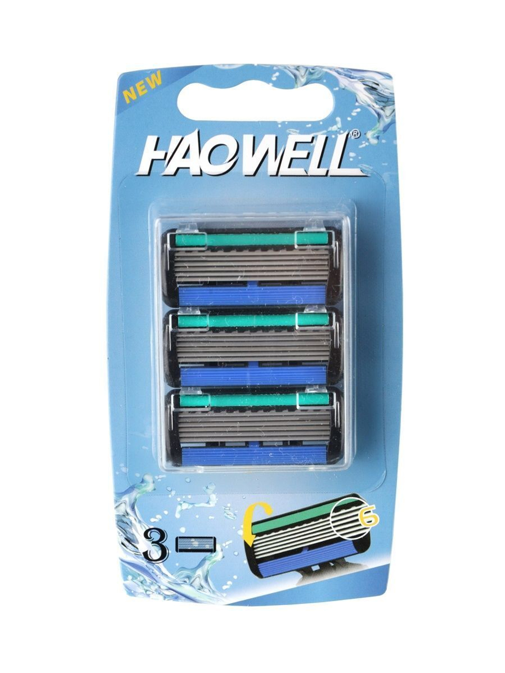 9 многоразовых кассеты, 6 лезвий , для бритвенного станка HAOWELL, плавающая головка, полоска Aloe+витамин E.