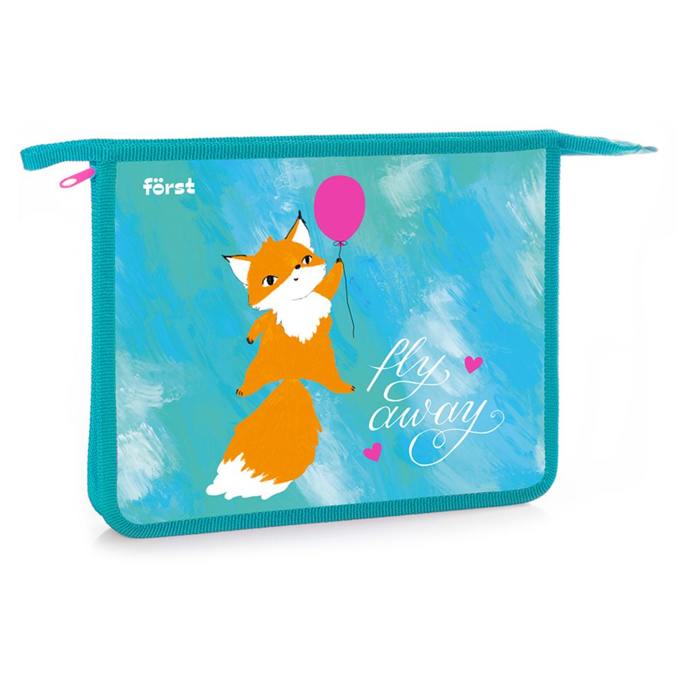 Папка для тетрадей 1 отделение, А5, Först "Pretty fox", 240*205*40мм, пластик, на молнии