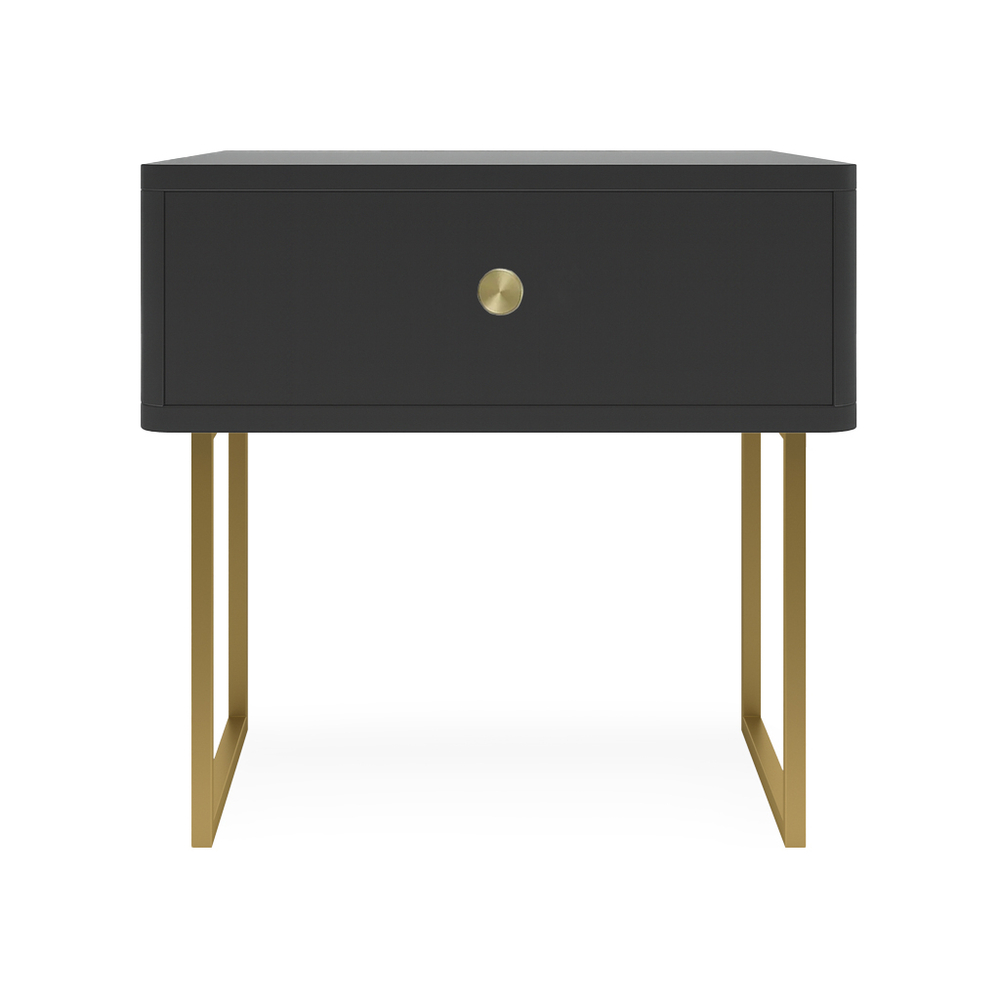 Тумба прикроватная на ножках ROYAL 5301 эко (Черный-Золото-р.золото)