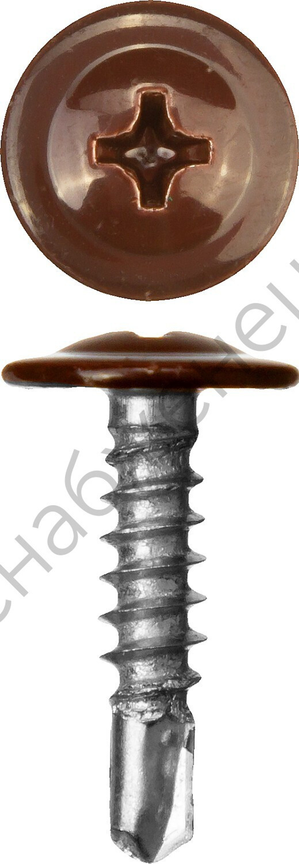 ЗУБР ПШМ-С 8017 25 х 4.2 мм, шок.-коричн., саморез с пресс-шайбой и сверлом, 400 шт (300211-42-025-8017)