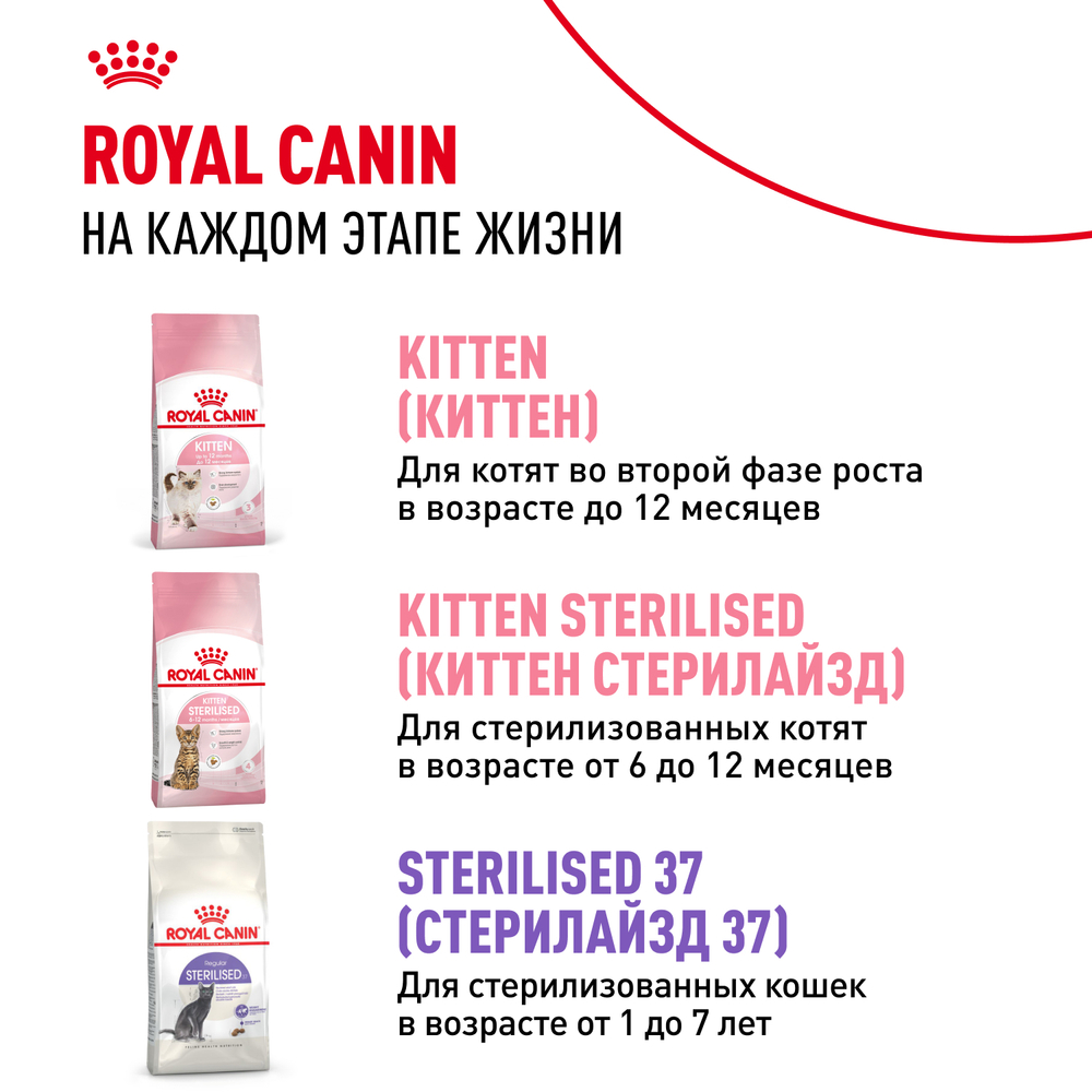 Сухой корм ROYAL CANIN Kitten Sterilised для стерилизованных котят с момента операции до 12 месяцев - 0,4 кг