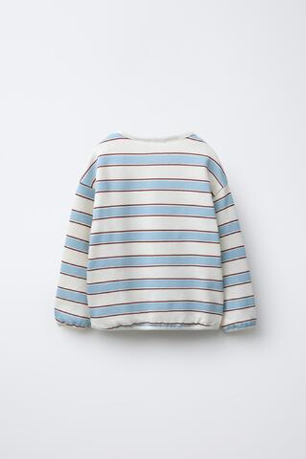 ZARA ФУТБОЛКА ИЗ ФЛИСА В ПОЛОСКУ HELLO KITTY © SANRIO, ГРАНАТОВЫЙ