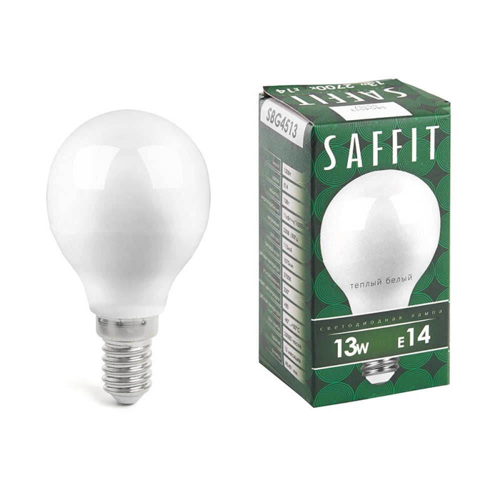 Лампа светодиодная. 13W 230V E14 2700K G45. SBG4513