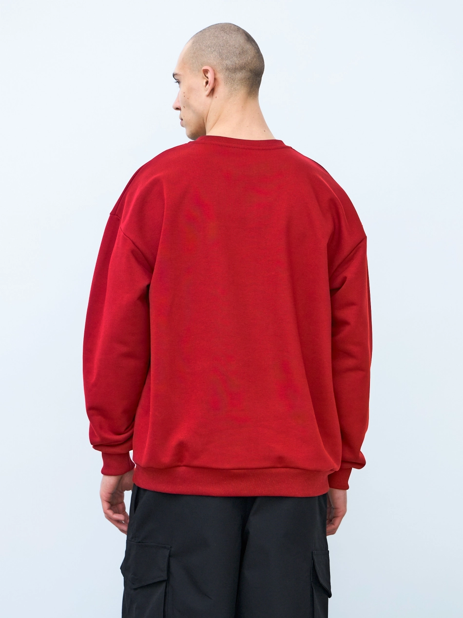 Свитшот оверсайз, без начеса (красный)