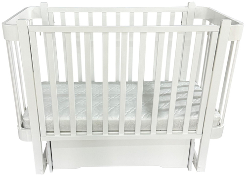 Детская кроватка Кедр Florencia 2 поперечный маятник c ящиком белый/белый