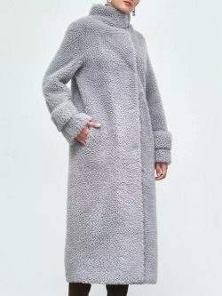 Искусственная зимняя эко шуба чебурашка, серая, Северина