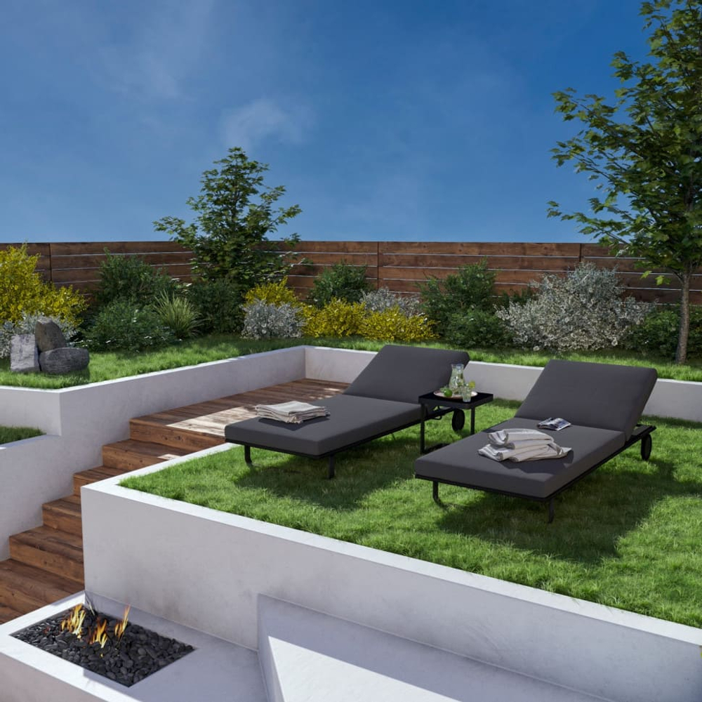 Шезлонг Ideal Patio КОСТА на колесах антрацит - каркас карбон