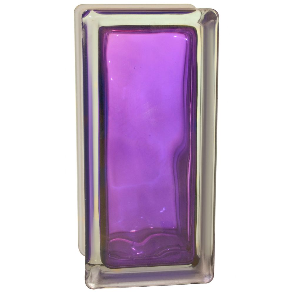 Стеклоблок Vitrablok Половинка Аметист Волна 19x9x8 - окрашенный внутри