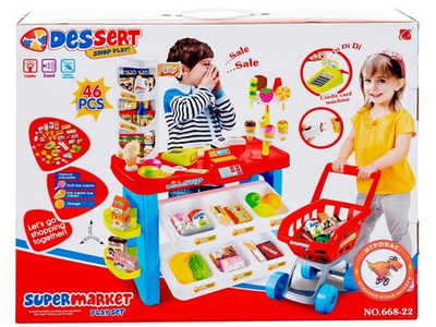 Набор игровой Супермаркет Игрокат, с кассой, сканером и свето-звуковыми эффектами (46 предметов) 3+