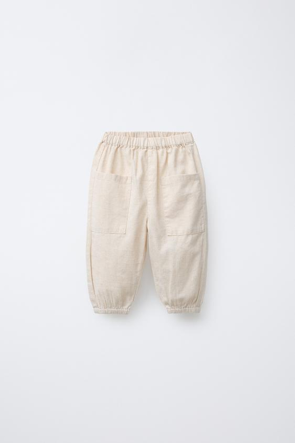 ZARA ДЖОГГЕРЫ ИЗ СМЕСОВОГО ЛЬНА, СВЕТЛО-БЕЖЕВЫЙ