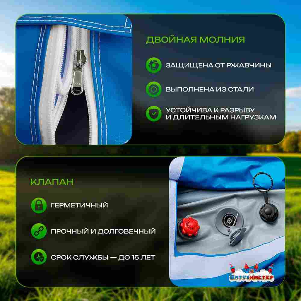 Пневмокаркасная всесезонная палатка «Универсал» 4×2,5×2,5 м — из ПВХ, синяя