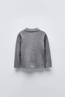 ZARA АЖУРНЫЙ СВИТЕР, СЕРЫЙ С МЕЛАНЖЕВЫМ ЭФФЕКТОМ