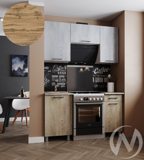 Кухня Одри 1.5м с окапом (корпус белый/дуб остин серый; дуб остин бежевый)