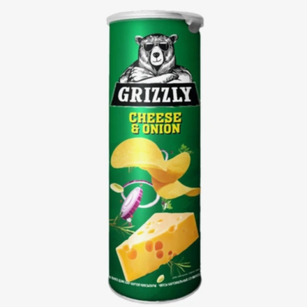 Чипсы GRIZZLY сыр и лук в тубусе 130 гр