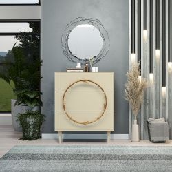 Комод Арт Колор matte Классик Голд с 3 ящиками Серый шелк матовый