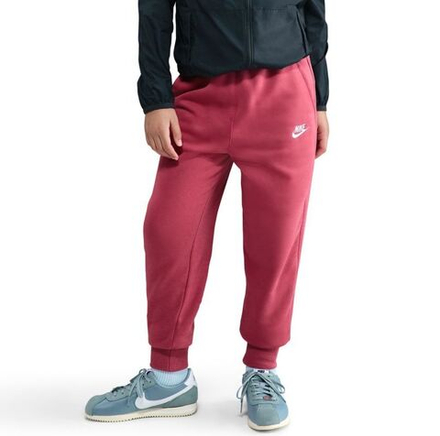 Брюки для девочки Nike Kids Sportswear Club Fleece High-Waisted Fitted - sweet beet/white