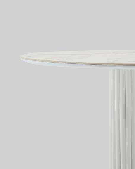 Стол Terano Ø90 см, белая матовая керамика, белая ножка