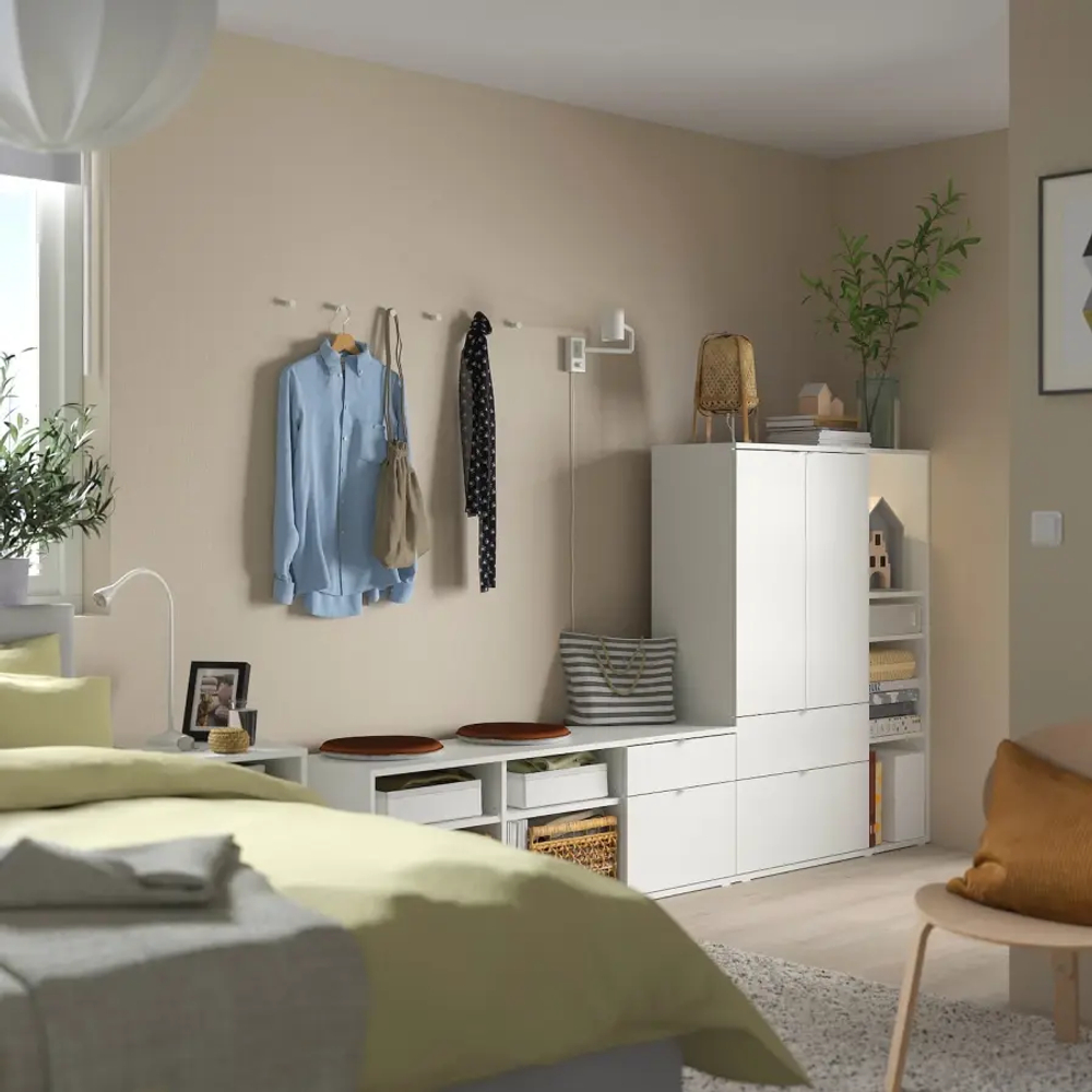 Шкаф для ТВ - IKEA VIHALS, 140x37x251cм, белый, ВИХАЛС ИКЕА