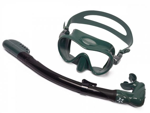 Набор маска+трубка Sargan Агидель зеленый/черный