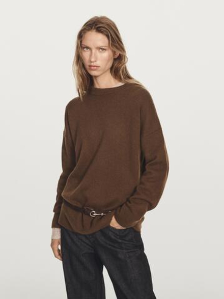 Massimo Dutti Свитер оверсайз из 100% кашемира, тоффи