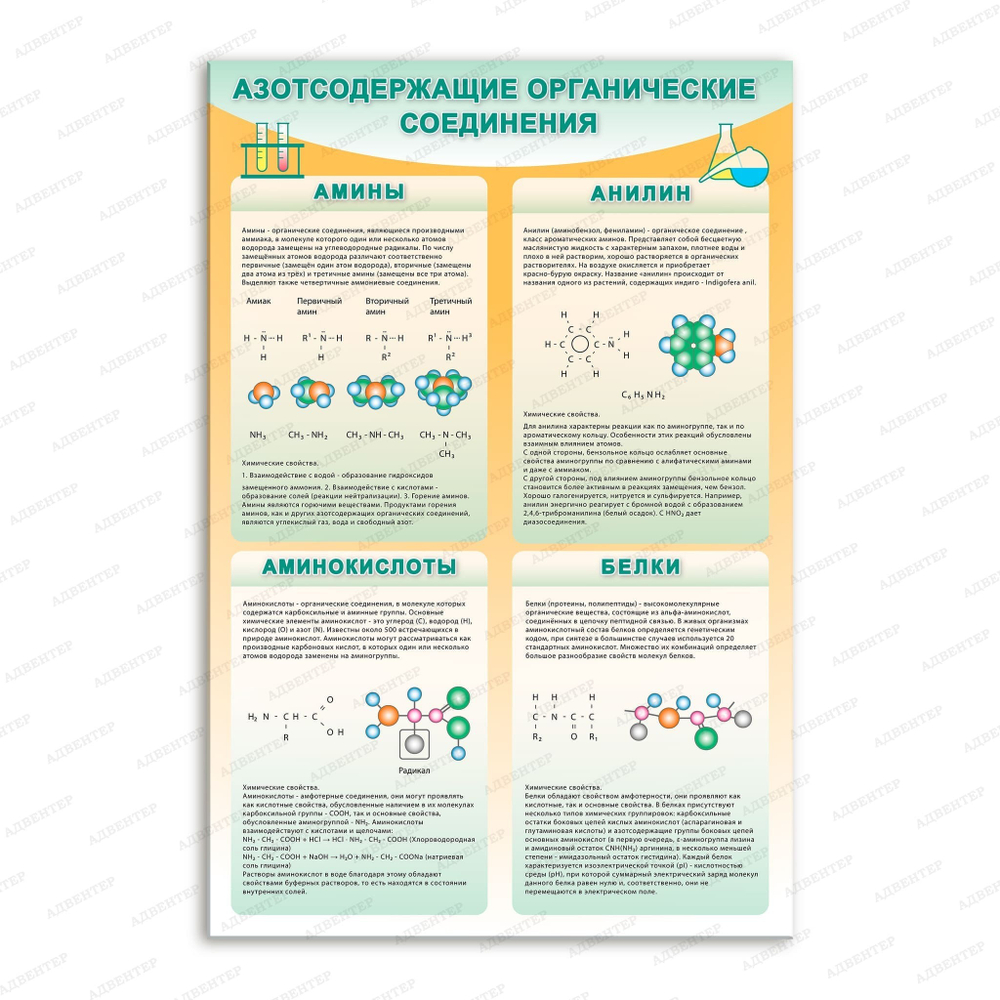 Стенд Азотсодержащие органические соединения. Амины. Анилин. Аминокислоты. Белки. 767