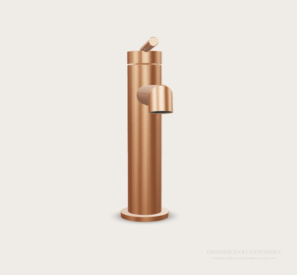 Смеситель для раковины Gessi Ingranaggio, однорычажный, с донным клапаном, цвет Warm Bronze Brushed PVD