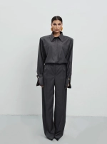 Брюки палаццо в полоску, Серые