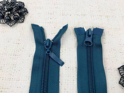 Молния спираль Т5, L 80 см, 2 бегунка, морская волна