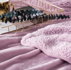 Плед двуспалка Пудра Барашка Велюр-Плюш 200х220