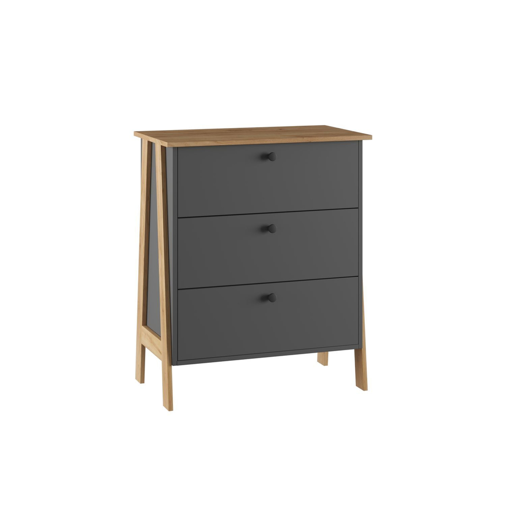 Комод для одежды с ящиками и полками Дуб крафт золото/Графит 144х50х42,4 см