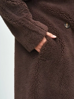 Шуба женская чебурашка тедди из эко меха, шоколадная, SilverFox