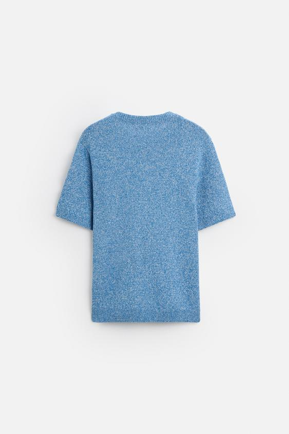 ZARA ФУТБОЛКА С РЕЛЬЕФНОЙ ТЕКСТУРОЙ, ГОЛУБОЙ