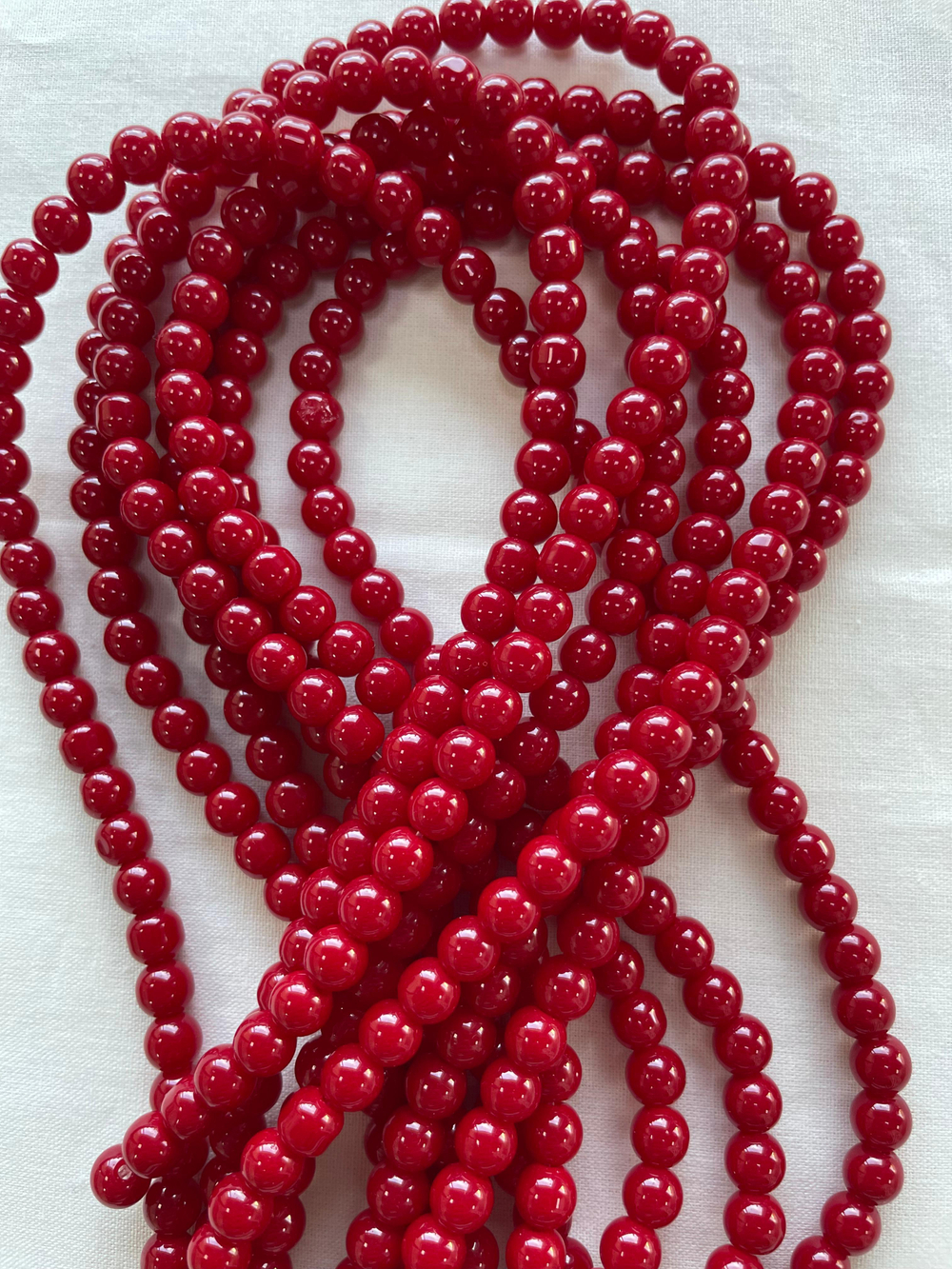 1122-6 Стекло (имит. коралл) шар гладкий 6мм, красный, 37см