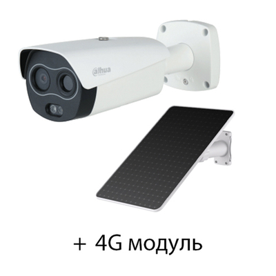 DHI-TPC-BF2241-LB3F4-DW-4G-EAU-S2/DH-PFE220-12CM-M120 Двухспектральная тепловизионная IP-камера с Искуственным Интеллектом, 4G модулем и солнечной батареей