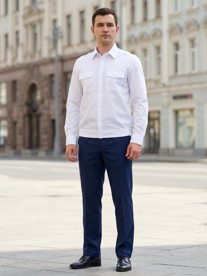 Рубашка форменная белая с длинным рукавом на резинке (А)