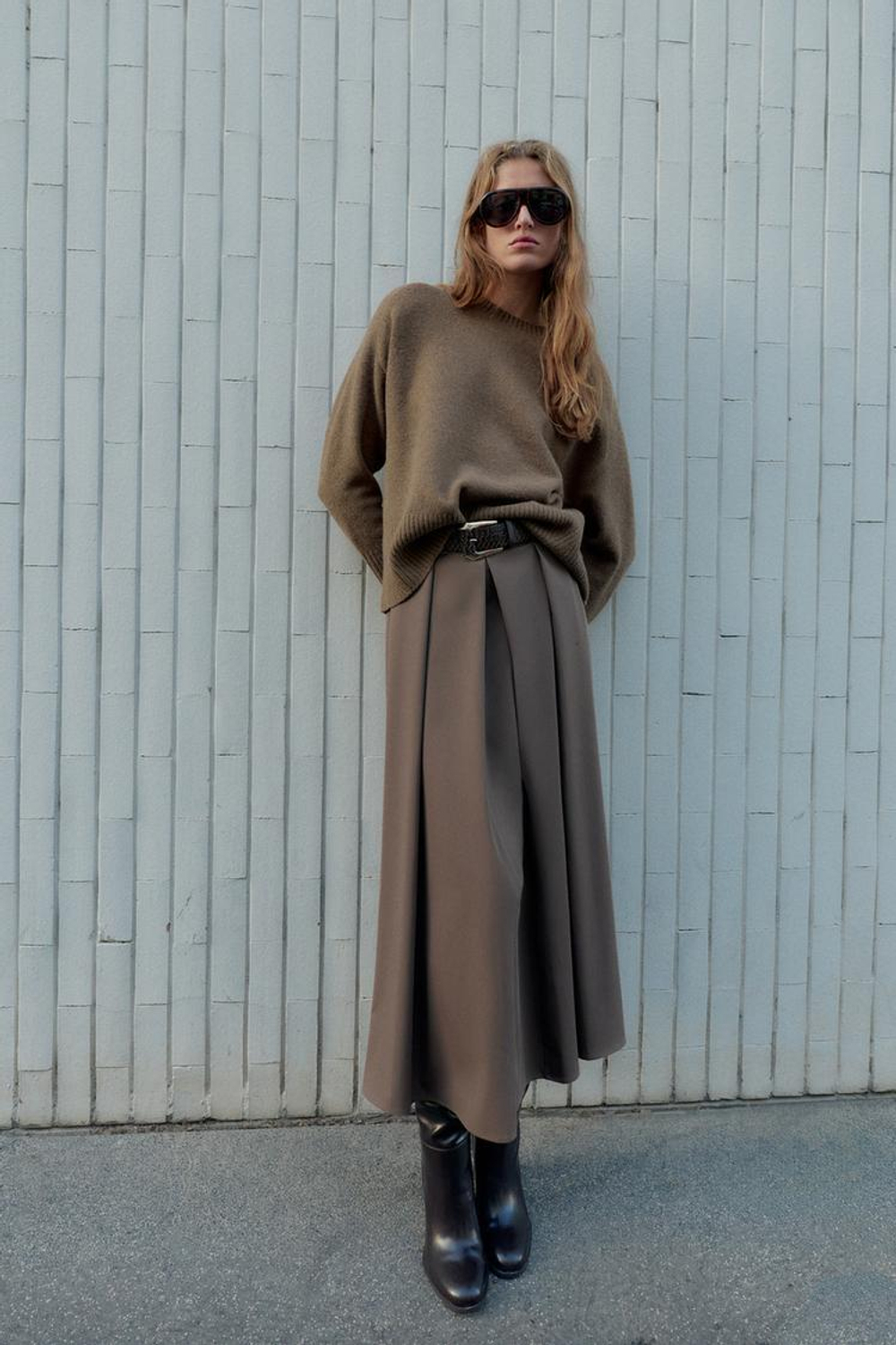 ZARA МЯГКИЙ ТРИКОТАЖНЫЙ СВИТЕР, РОЗОВАТО-КОРИЧНЕВЫЙ