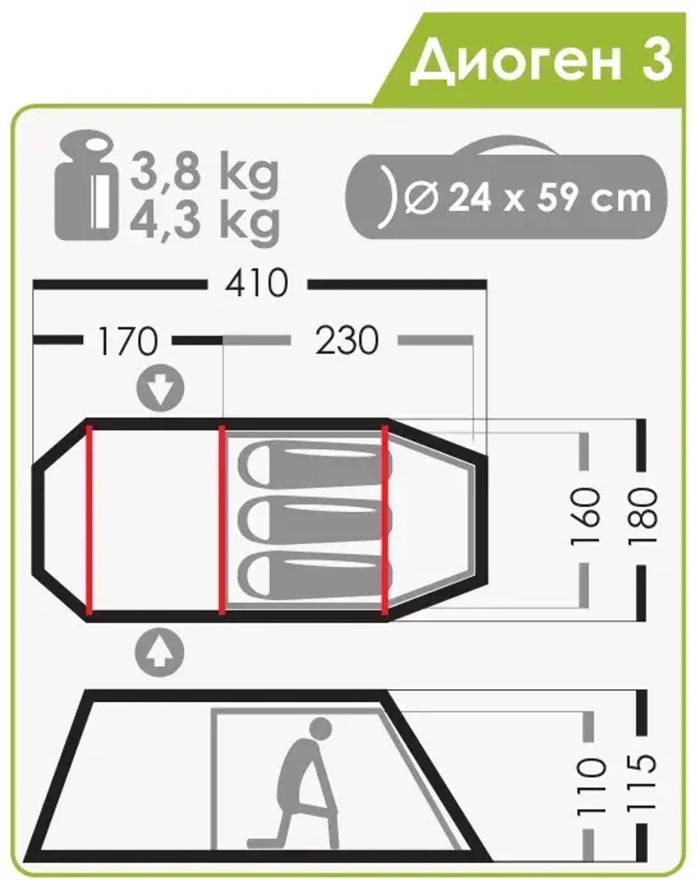 ТУРИСТИЧЕСКАЯ ПАЛАТКА NORMAL ДИОГЕН 3