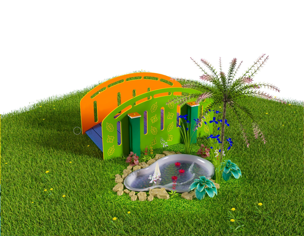 Уличная игровая зона Мостик и водоем