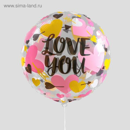 Шар полимерный 18" «Я люблю тебя», нежные сердечки, круг love you, прозрачный Е42