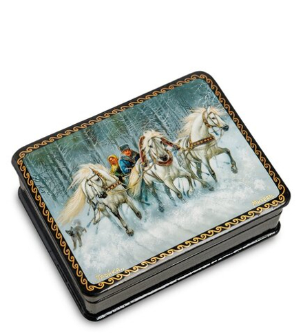 Народные промыслы ШК-19/15-C Шкатулка в технике декупаж «Тройка» (10х8х3,5)