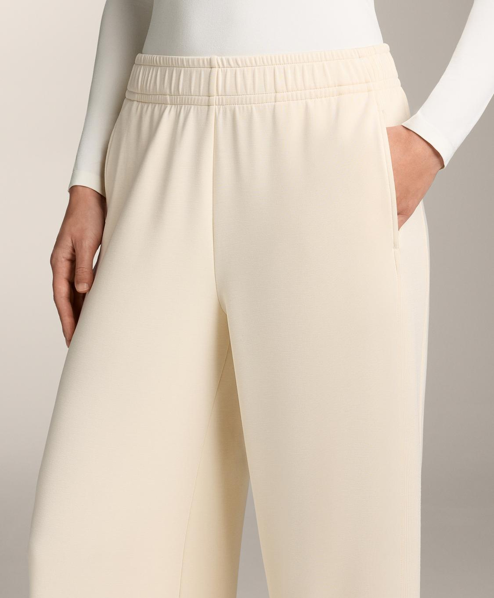 OYSHO Брюки прямого кроя с ребристой отделкой и модала, ванильный