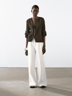 Massimo Dutti Брюки свободного кроя со средней посадкой, белый