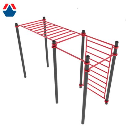 Комплекс для воркаута с рукоходом, шведской стенкой и двумя турниками К-89